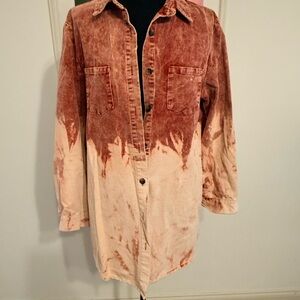 Peach Love California Red and Cream Corduroy Jacket